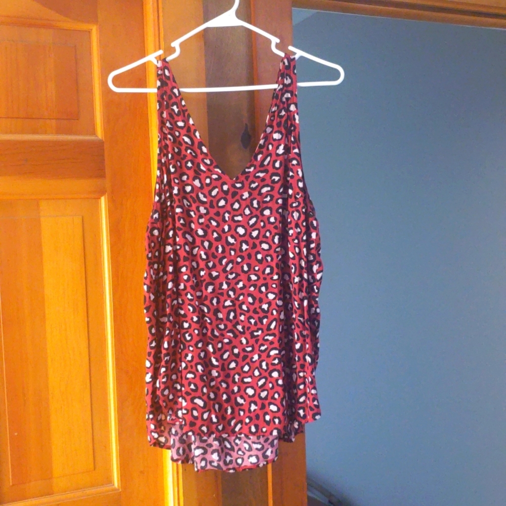 Black/red leopard-print tank top, Old Navy, size Medium